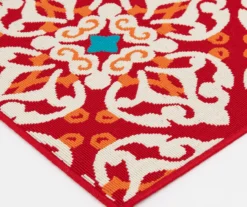 Rilassare Red & Orange Medallion Lattice Outdoor Area Rug, (5' X 7') -Chic Furniture Store 810591263 810591264 810591265 3