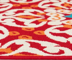 Rilassare Red & Orange Medallion Lattice Outdoor Area Rug, (5' X 7') -Chic Furniture Store 810591263 810591264 810591265 5