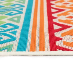 Emeliene Orange & Blue Geometric Linework Outdoor Area Rug -Chic Furniture Store 810591266 810591267 810591268 5 1