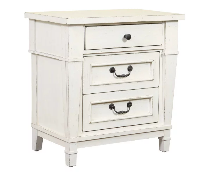 Kali Weathered White 3-Drawer Nightstand 3 Kali Weathered White 3-Drawer Nightstand