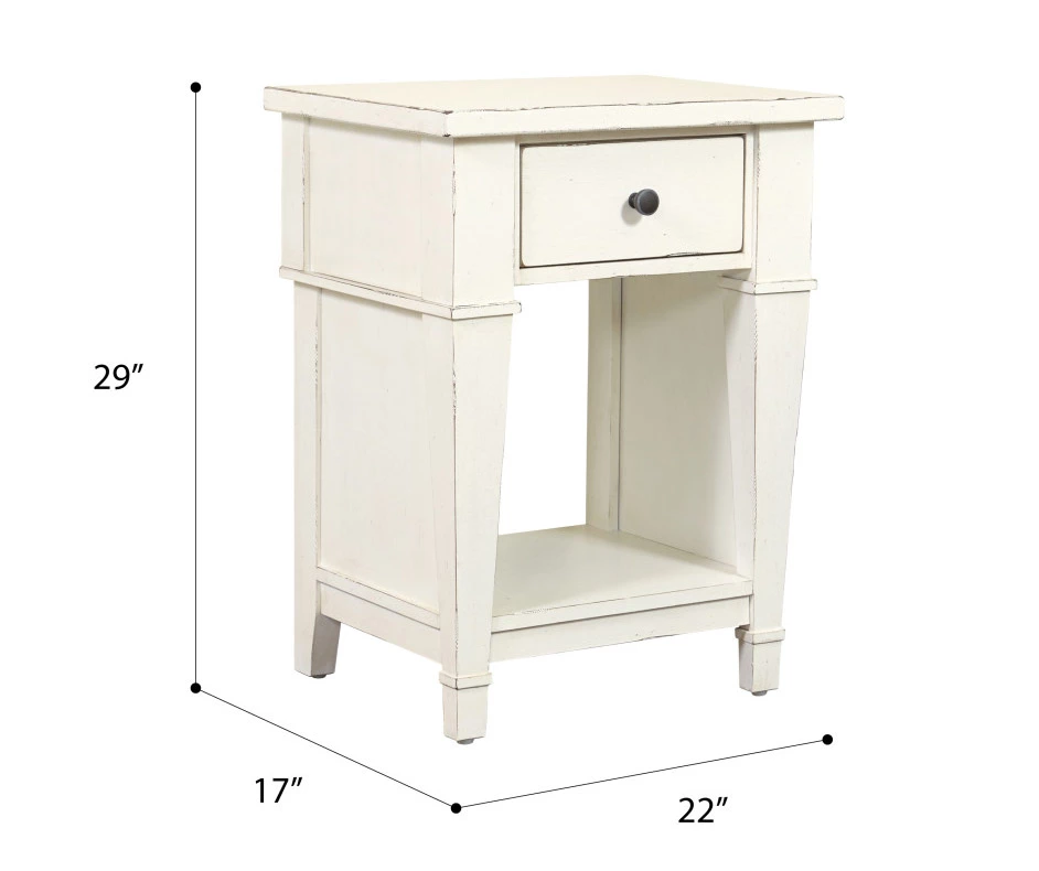 Kali Weathered White 1-Drawer Nightstand 5 Kali Weathered White 1-Drawer Nightstand - Image 3
