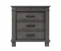Topeka Warm Gray 3-Drawer Nightstand With USB Charging