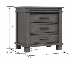 Topeka Warm Gray 3-Drawer Nightstand With USB Charging -Chic Furniture Store 810591526 9