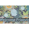 Francesca "Welcome Friends" Blue & Charcoal Floral Doormat