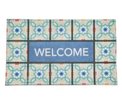 Colton "Welcome" Blue & Green Tiles Doormat