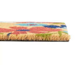 "Hello" Tan & Multi-Color Juniper Floral Coir Doormat -Chic Furniture Store 810591716 A8 3