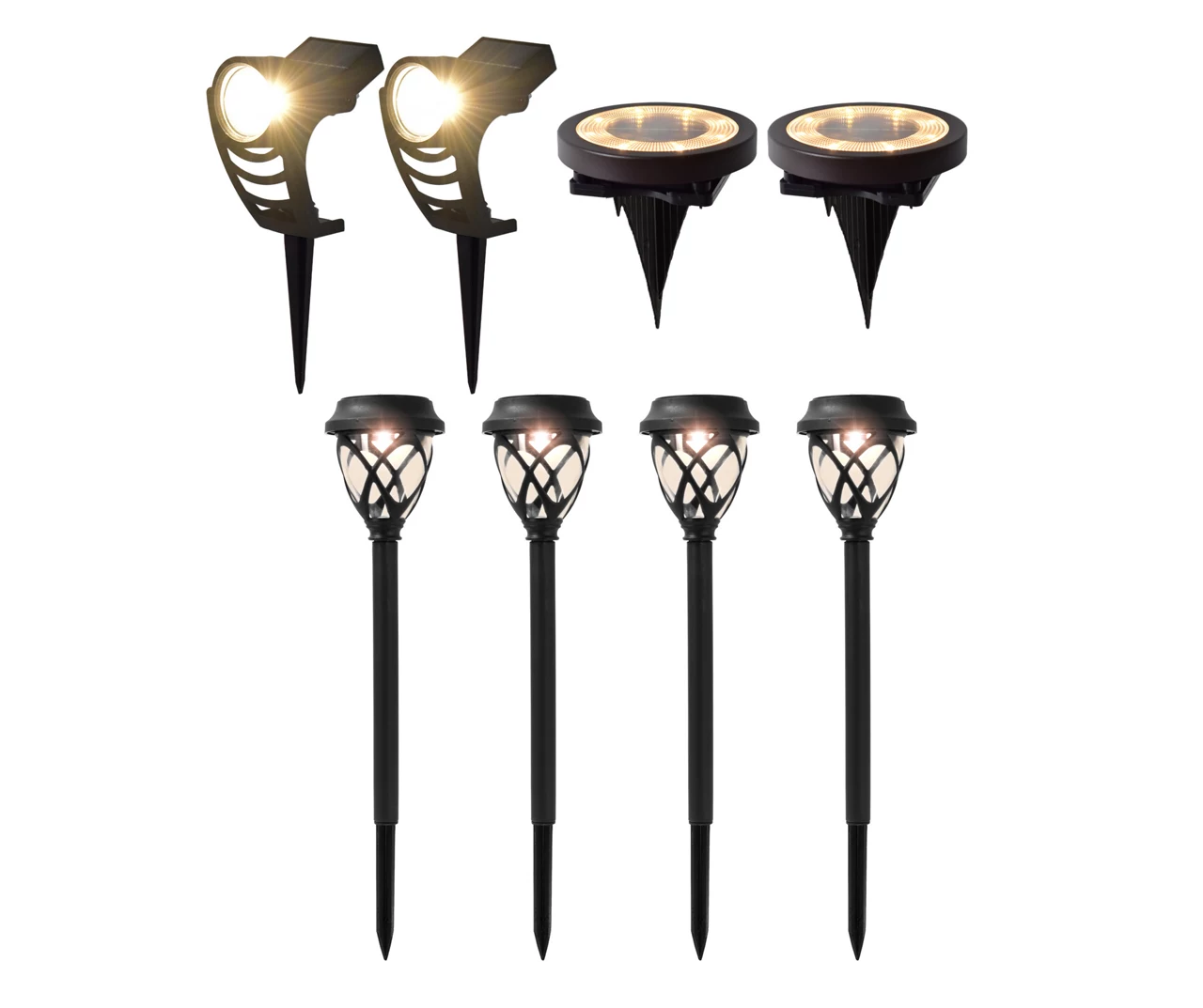 Yard Stake, Spotlight & Disc Light 8-Piece LED Solar Pathway Marker Set 3 Yard Stake, Spotlight & Disc Light 8-Piece LED Solar Pathway Marker Set