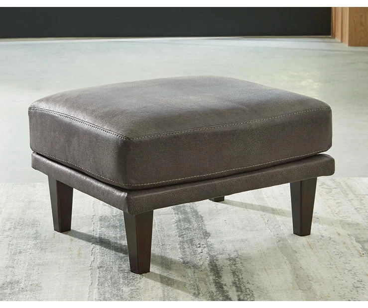 Arroyo Smoke Faux Leather Ottoman 4 Arroyo Smoke Faux Leather Ottoman - Image 2