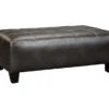 Nokomis Charcoal Faux Leather Oversize Accent Ottoman -Chic Furniture Store 810594650