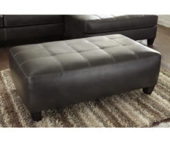 Nokomis Charcoal Faux Leather Oversize Accent Ottoman -Chic Furniture Store 810594650 2