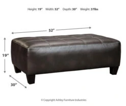 Nokomis Charcoal Faux Leather Oversize Accent Ottoman -Chic Furniture Store 810594650 3
