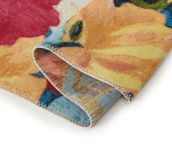 Bouquet Navy & Multi-Color Floral Outdoor Area Rug, (6' X 9.5') -Chic Furniture Store 810594966 810594967 81059496820 A8 2