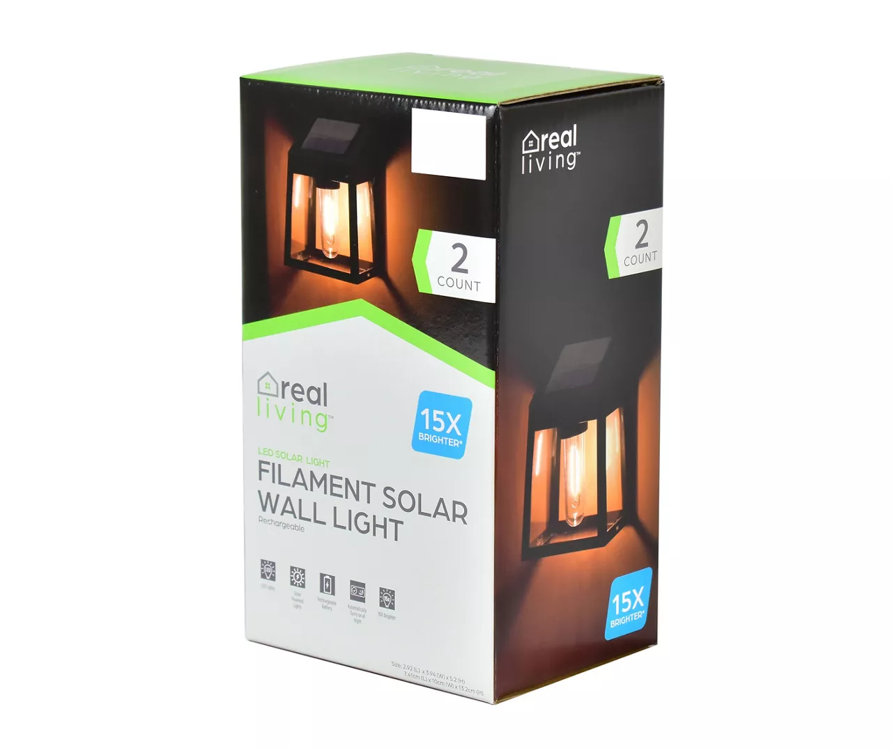 Black Filament LED Solar Wall Light Set, 2-Pack 4 Black Filament LED Solar Wall Light Set, 2-Pack - Image 2