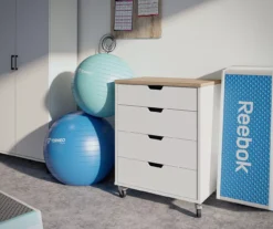 Evolution Vantage White & Weathered Oak 4-Drawer Storage Cart -Chic Furniture Store 810597741 4