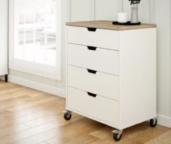 Evolution Vantage White & Weathered Oak 4-Drawer Storage Cart -Chic Furniture Store 810597741 5