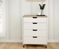 Evolution Vantage White & Weathered Oak 4-Drawer Storage Cart -Chic Furniture Store 810597741 6