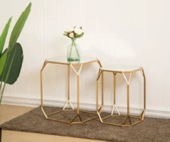 Gold Glass Top 2-Piece Nesting Side Table Set 11 Gold Glass Top 2-Piece Nesting Side Table Set -Chic Furniture Store 810598721 A0 3