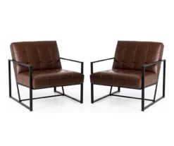 Glitzhome Modern Industrial Faux Leather Accent Chairs, 2-Pack -Chic Furniture Store 810598913 A0 1