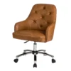 Caramel Brown Faux Leather Tufted Adjustable Office Chair -Chic Furniture Store 810598931 A0 1