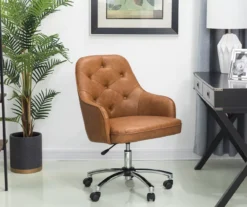 Caramel Brown Faux Leather Tufted Adjustable Office Chair 12 Caramel Brown Faux Leather Tufted Adjustable Office Chair -Chic Furniture Store 810598931 A0 3