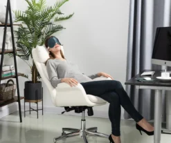 Cream Mid-Century Modern Faux Leather Executive Office Chair 12 Cream Mid-Century Modern Faux Leather Executive Office Chair -Chic Furniture Store 810598938 A0 3