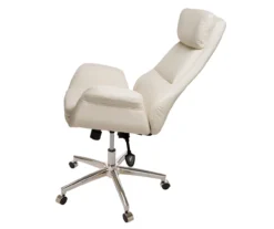 Cream Mid-Century Modern Faux Leather Executive Office Chair 14 Cream Mid-Century Modern Faux Leather Executive Office Chair -Chic Furniture Store 810598938 A0 5