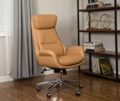 Light Brown Mid-Century Modern Faux Leather Executive Office Chair -Chic Furniture Store 810598939 A0 4