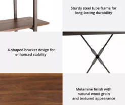 Walnut Modern Open 4-Shelf Bookcase -Chic Furniture Store 810598940 A0 6