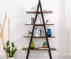 Walnut Modern A-Frame 4-Shelf Bookcase -Chic Furniture Store 810598942 A0 3