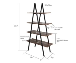 Walnut Modern A-Frame 4-Shelf Bookcase -Chic Furniture Store 810598942 A0 7