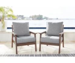 Emmeline Wood Look Cushioned Patio Lounge Chairs, 2-Pack -Chic Furniture Store 810599348 5