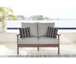 Emmeline Wood Look Cushioned Patio Loveseat -Chic Furniture Store 810599349 2