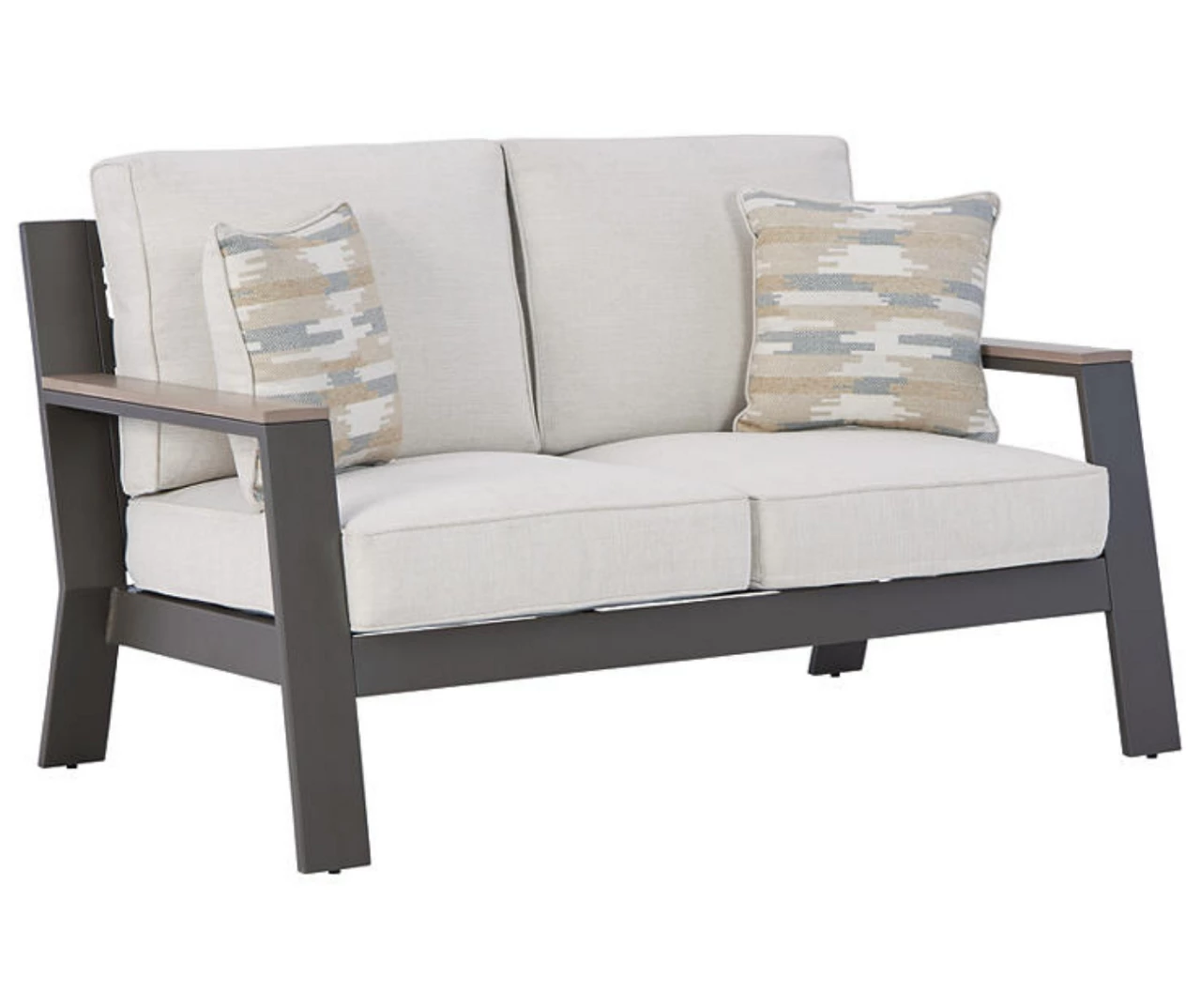 Tropicava Wood Look & Metal Cushioned Patio Loveseat 4 Tropicava Wood Look & Metal Cushioned Patio Loveseat - Image 2
