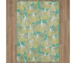 Mohawk Treasured Garden Lime Green & Turquoise Botanical Outdoor Area Rug -Chic Furniture Store 810600347 A0 2