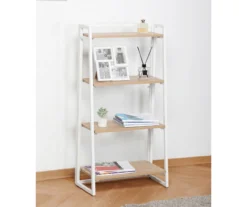 Blonde Wood Look & White 4-Tier Folding Bookcase -Chic Furniture Store 810606565 A0 2