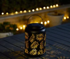 Black Leaf Cut-Out Metal LED Solar Lantern 15 Black Leaf Cut-Out Metal LED Solar Lantern -Chic Furniture Store 810607498 A0 3