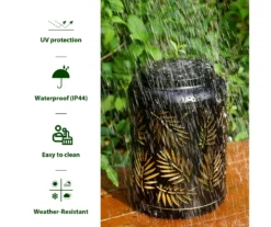 Black Leaf Cut-Out Metal LED Solar Lantern 21 Black Leaf Cut-Out Metal LED Solar Lantern -Chic Furniture Store 810607498 A0 9