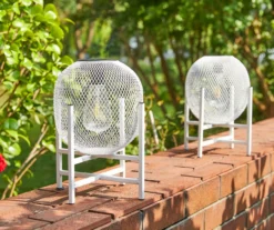 11.5" White Mesh Metal LED Solar Lanterns, 2-Pack -Chic Furniture Store 810607501 A0 3