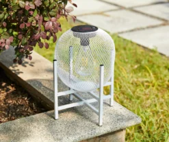 11.5" White Mesh Metal LED Solar Lanterns, 2-Pack -Chic Furniture Store 810607501 A0 4