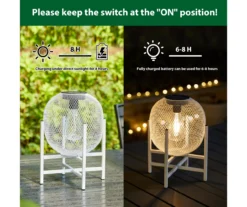 11.5" White Mesh Metal LED Solar Lantern 20 11.5" White Mesh Metal LED Solar Lantern -Chic Furniture Store 810607502 A0 7
