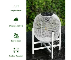11.5" White Mesh Metal LED Solar Lantern 21 11.5" White Mesh Metal LED Solar Lantern -Chic Furniture Store 810607502 A0 8