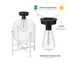 11.5" White Mesh Metal LED Solar Lantern 22 11.5" White Mesh Metal LED Solar Lantern -Chic Furniture Store 810607502 A0 9