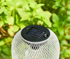 14.2" White Mesh Metal LED Solar Lantern -Chic Furniture Store 810607504 A0 10