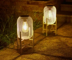14.2" White Mesh Metal LED Solar Lantern -Chic Furniture Store 810607504 A0 3