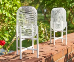 14.2" White Mesh Metal LED Solar Lantern -Chic Furniture Store 810607504 A0 4