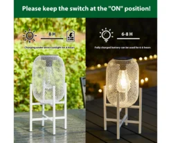 14.2" White Mesh Metal LED Solar Lantern -Chic Furniture Store 810607504 A0 7