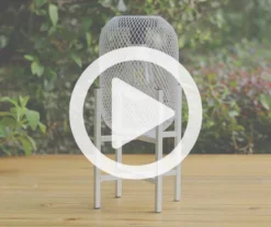 14.2" White Mesh Metal LED Solar Lantern -Chic Furniture Store 810607504 V0