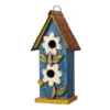 Blue & White Flower 2-Opening Wood Birdhouse -Chic Furniture Store 810607529 A0 1