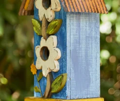 Blue & White Flower 2-Opening Wood Birdhouse -Chic Furniture Store 810607529 A0 4