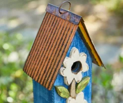 Blue & White Flower 2-Opening Wood Birdhouse -Chic Furniture Store 810607529 A0 5